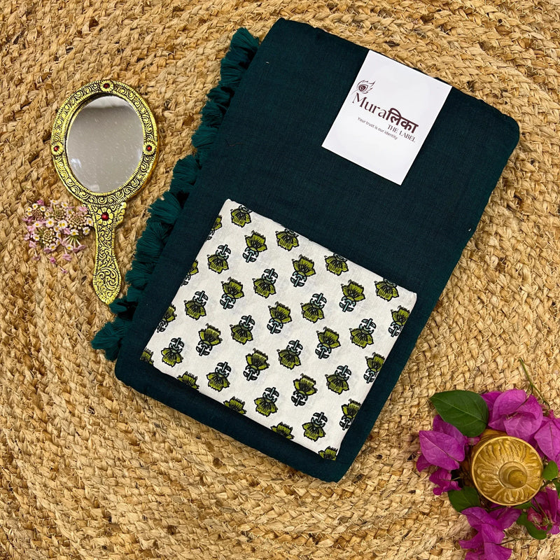 Muralika Rama Green Handloom Saree - Muralika the label