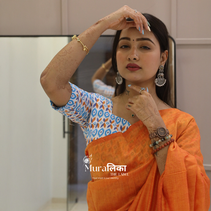 Muralika Orange Handloom Saree