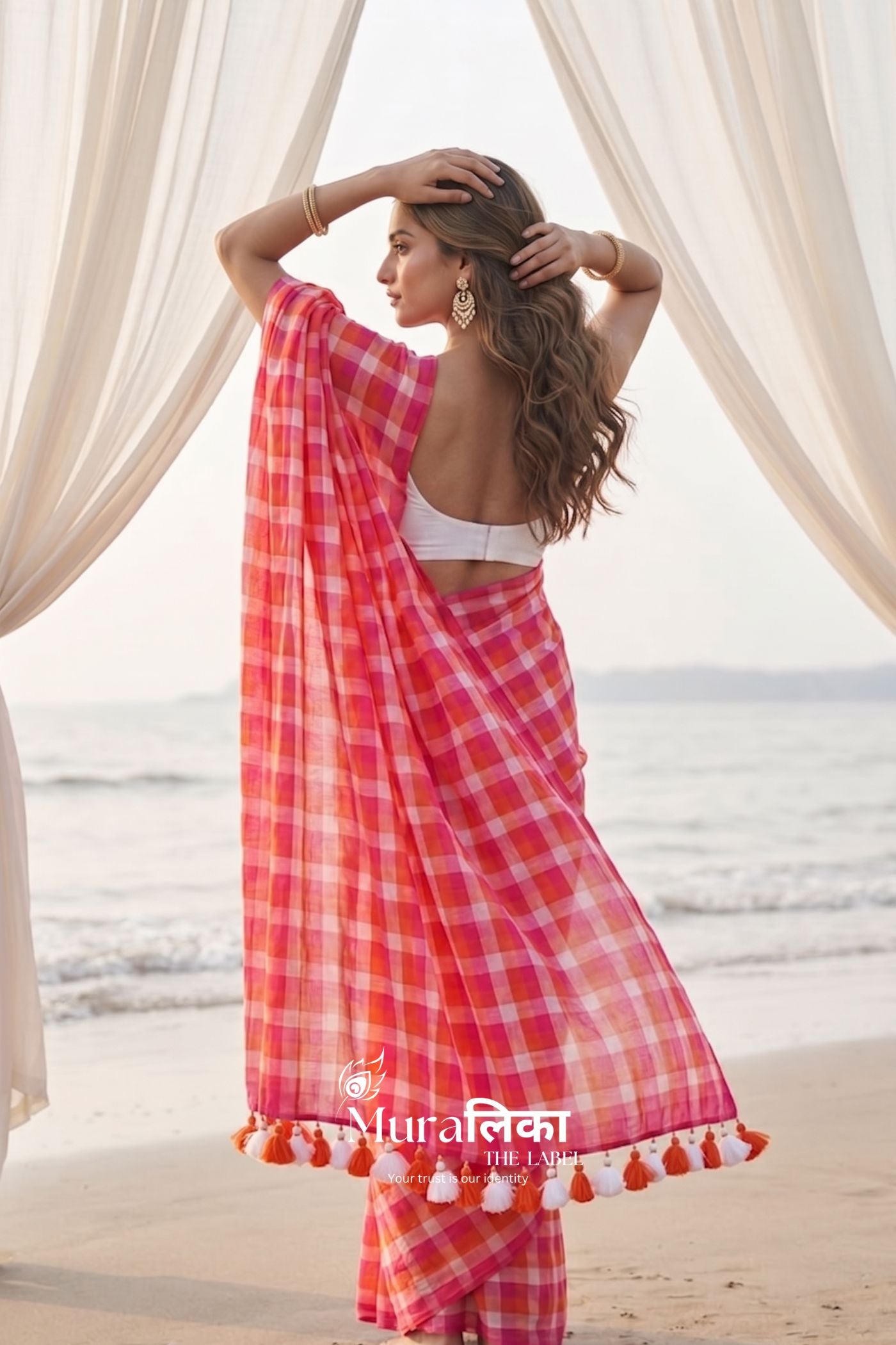 Rani Gingham chex Mulmul Cotton Saree