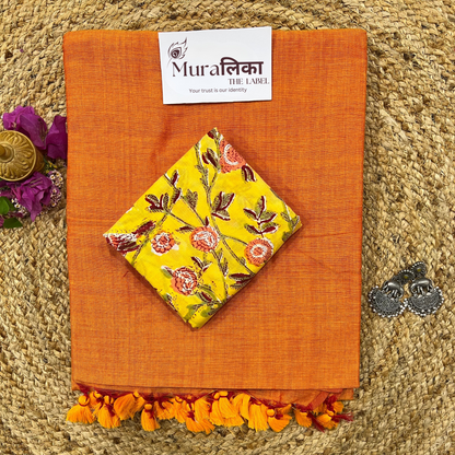 Muralika Orange Handloom Saree