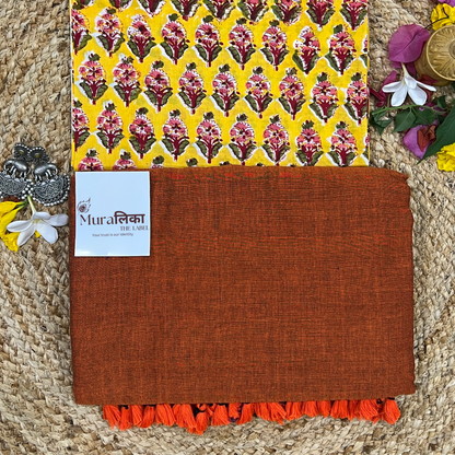 Muralika Rust Orange Handloom Saree