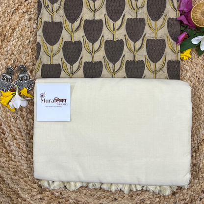 Muralika Off White Handloom Saree