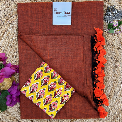 Muralika Rust Orange Handloom Saree