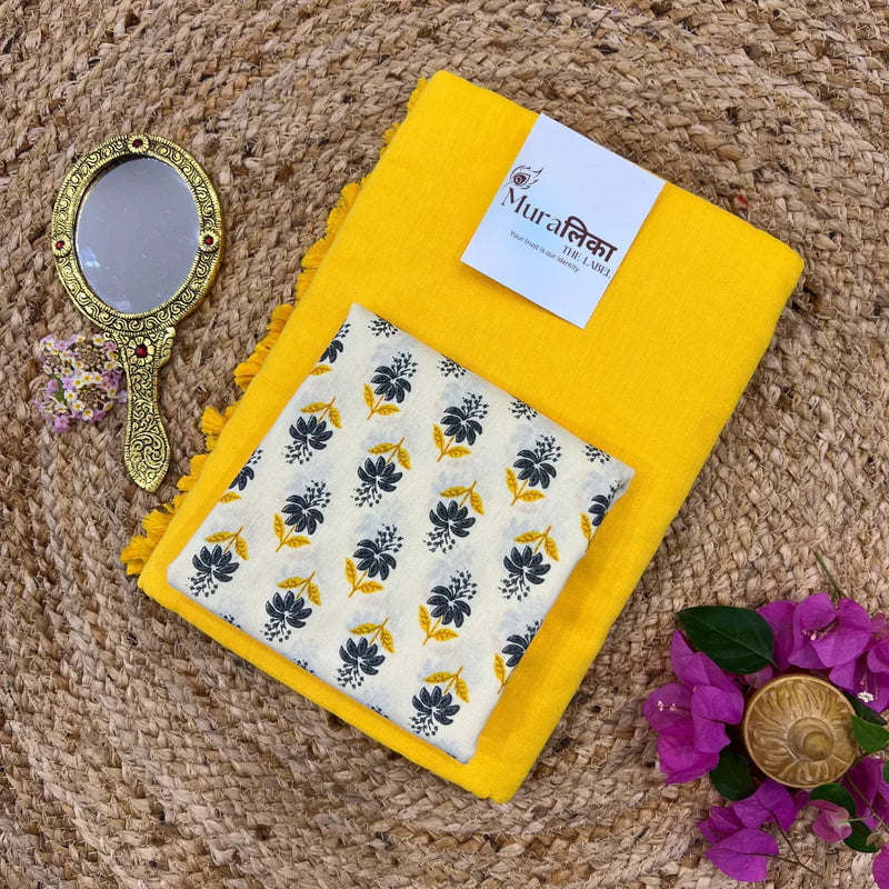 Muralika Yellow Handloom Saree - Muralika the label