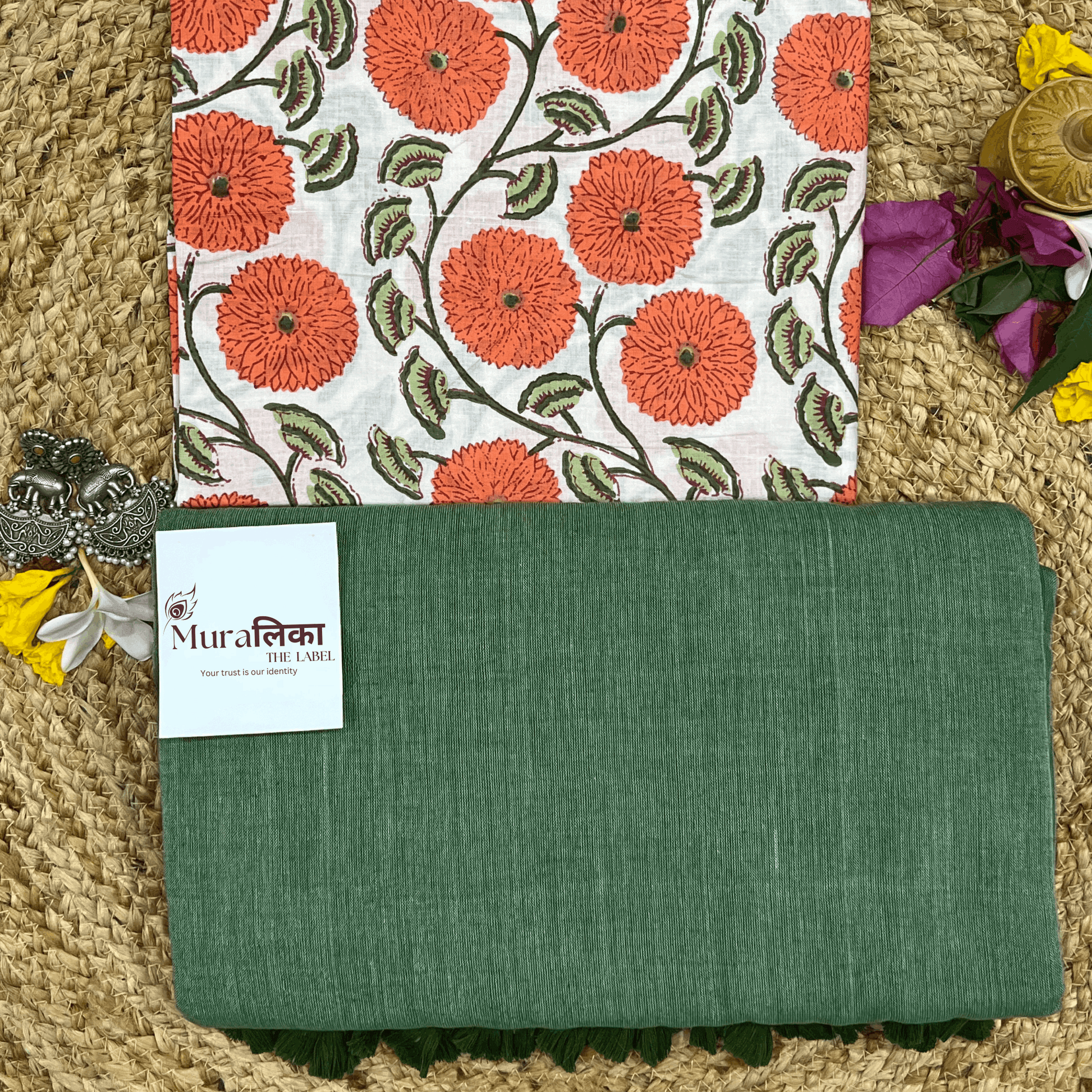 Muralika Leaf Green Handloom Saree