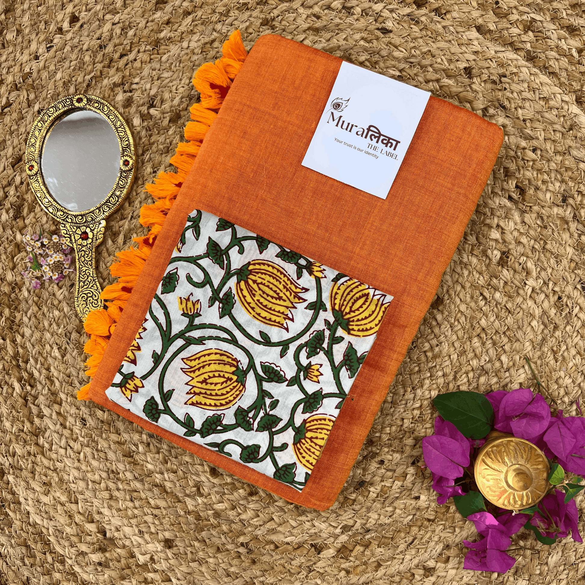 Muralika Orange Handloom Saree