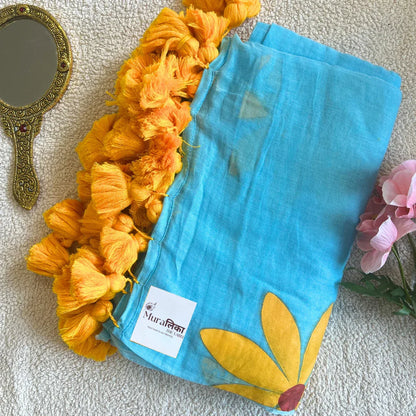 Soorajmukhi Handpainted Mulmul Cotton Saree - Muralika the label