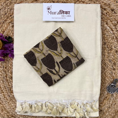 Muralika Off White Handloom Saree