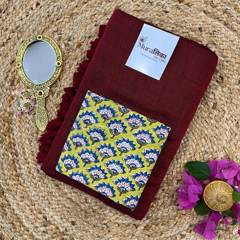 Muralika Light Maroon Handloom Saree - Muralika the label
