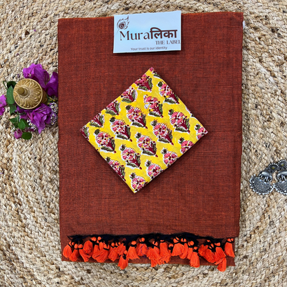 Muralika Rust Orange Handloom Saree