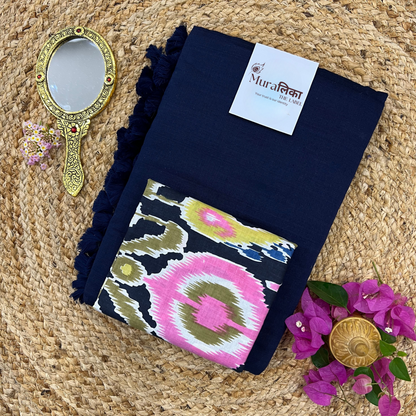 Muralika Navy Blue Handloom cotton Saree