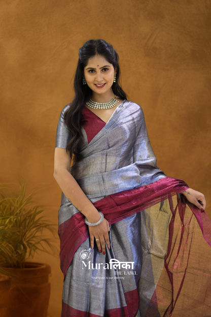 Muralika Pure Elegance  Half n Half Handloom Tissue Saree