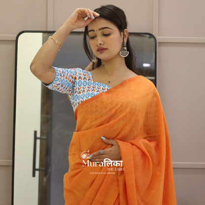 Muralika Orange Handloom Saree
