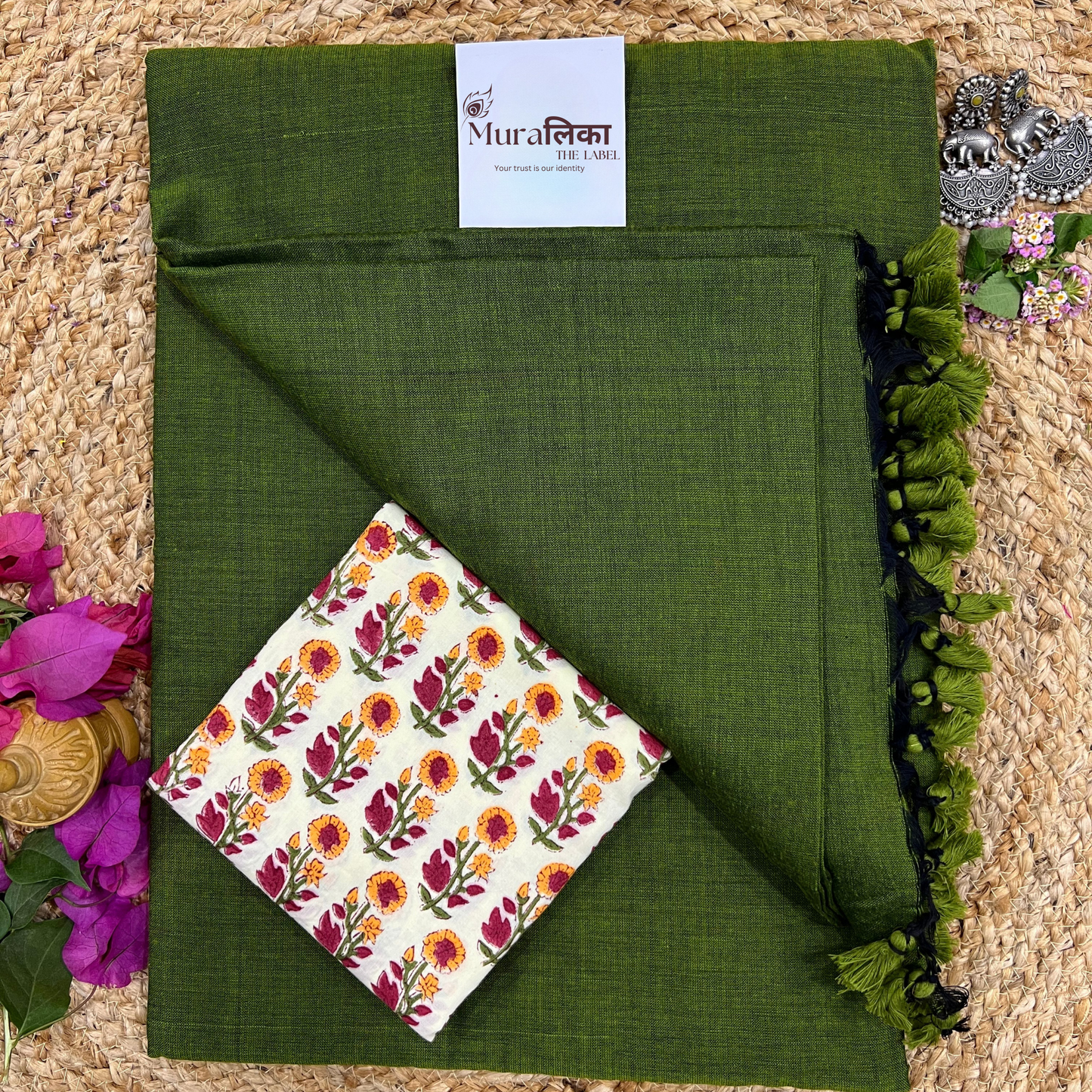 Muralika Mehendi Green Handloom Saree
