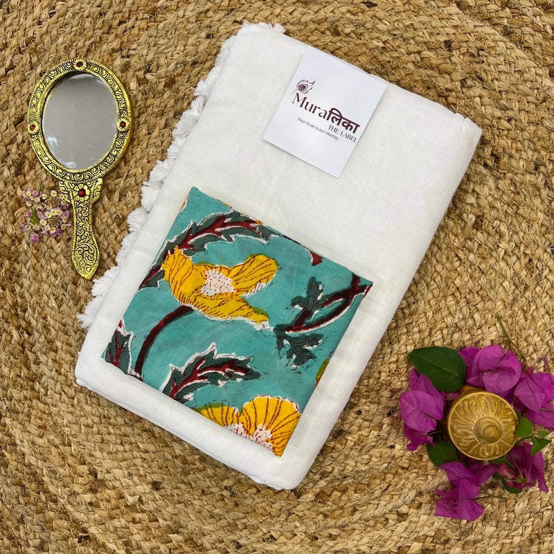 Muralika White Handloom Saree - Muralika the label