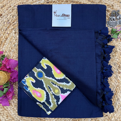 Muralika Navy Blue Handloom cotton Saree
