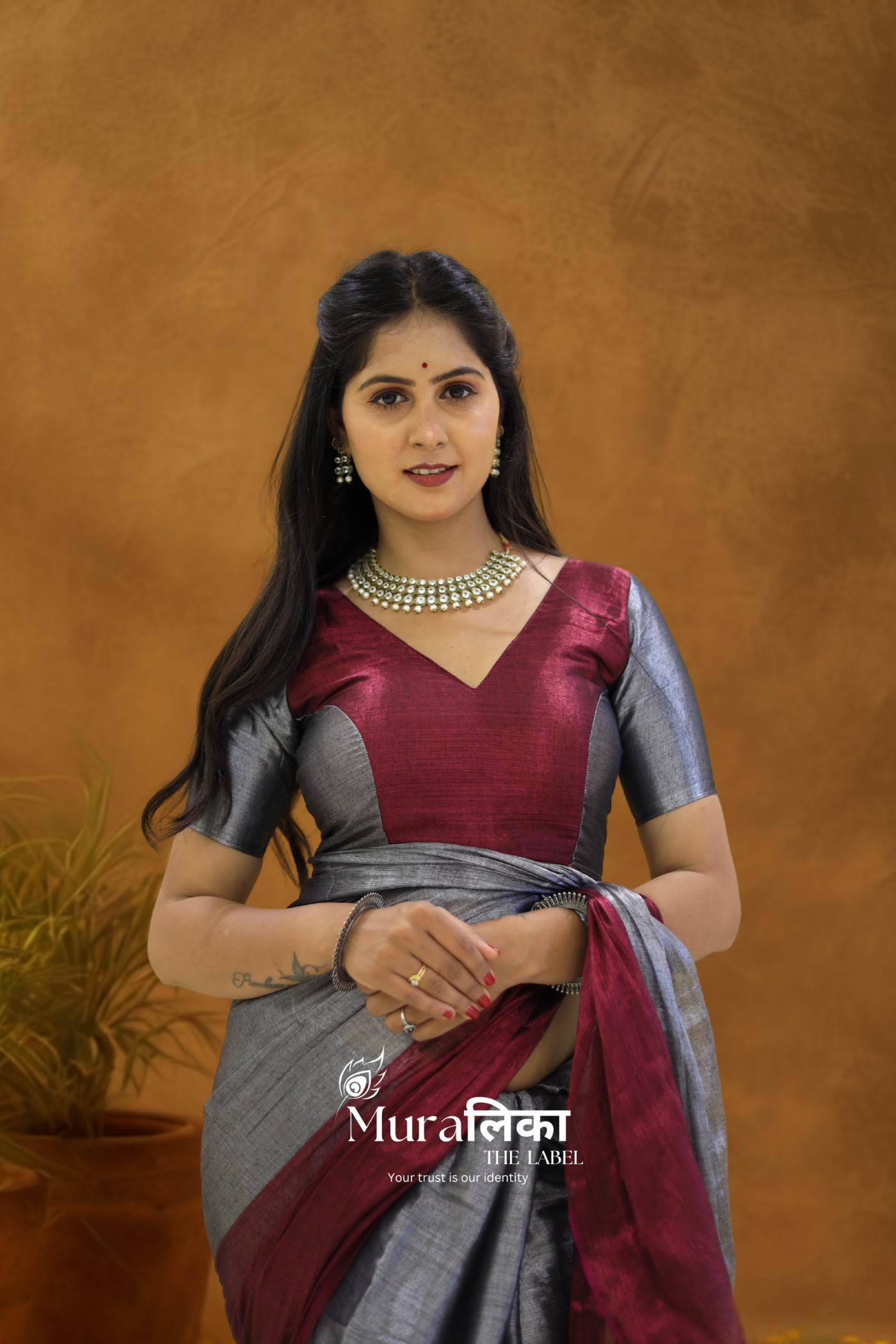 Muralika Pure Elegance  Half n Half Handloom Tissue Saree