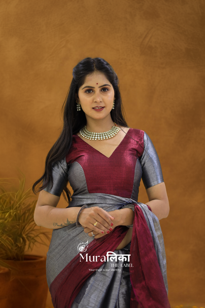 Muralika Pure Elegance  Half n Half Handloom Tissue Saree