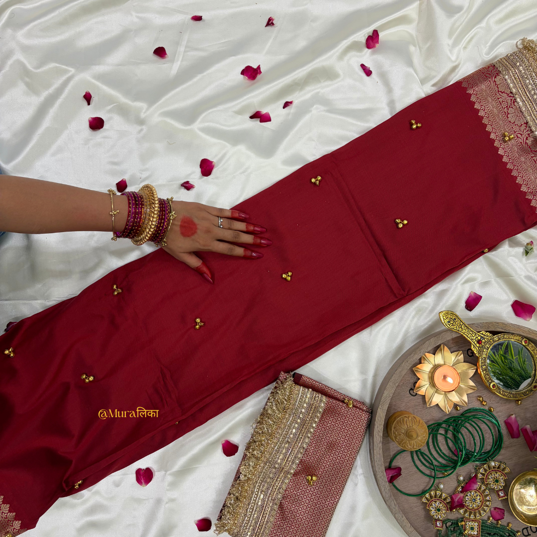 Ghungroo Ki Saugaat - Banarasi soft silk Maroon Ghungroo Saree with Lace work