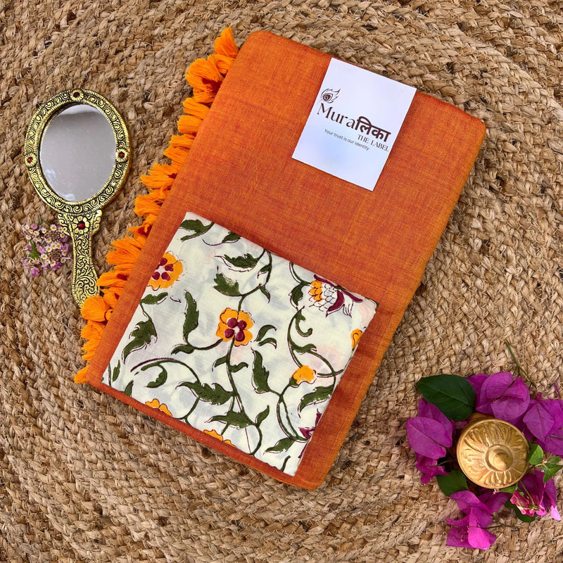 Muralika Orange Handloom Saree - Muralika the label
