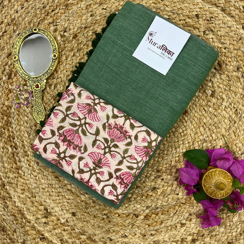 Muralika Leaf Green Handloom Saree - Muralika the label