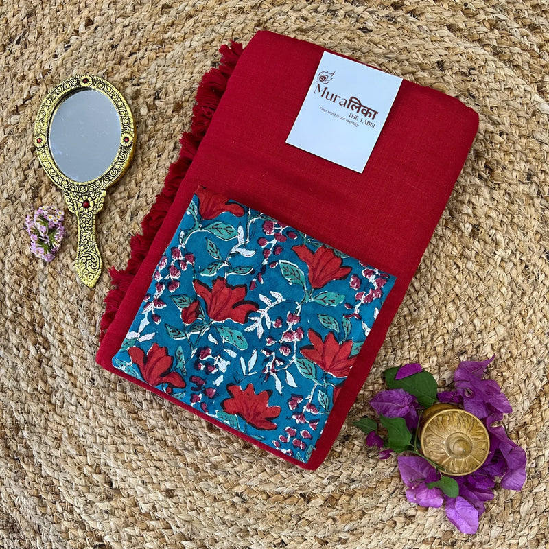 Muralika Red Handloom Saree - Muralika the label