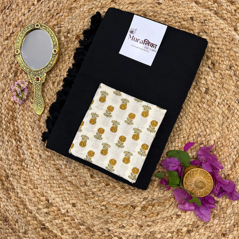 Muralika Black Handloom Saree - Muralika the label