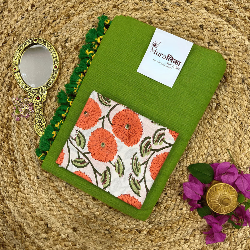 Muralika Parrot Green Handloom Saree - Muralika the label