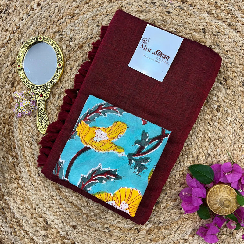 Muralika Light Maroon Handloom Saree - Muralika the label