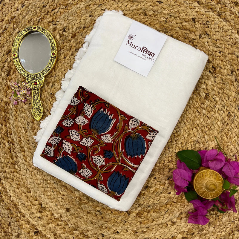 Muralika White Handloom Saree - Muralika the label