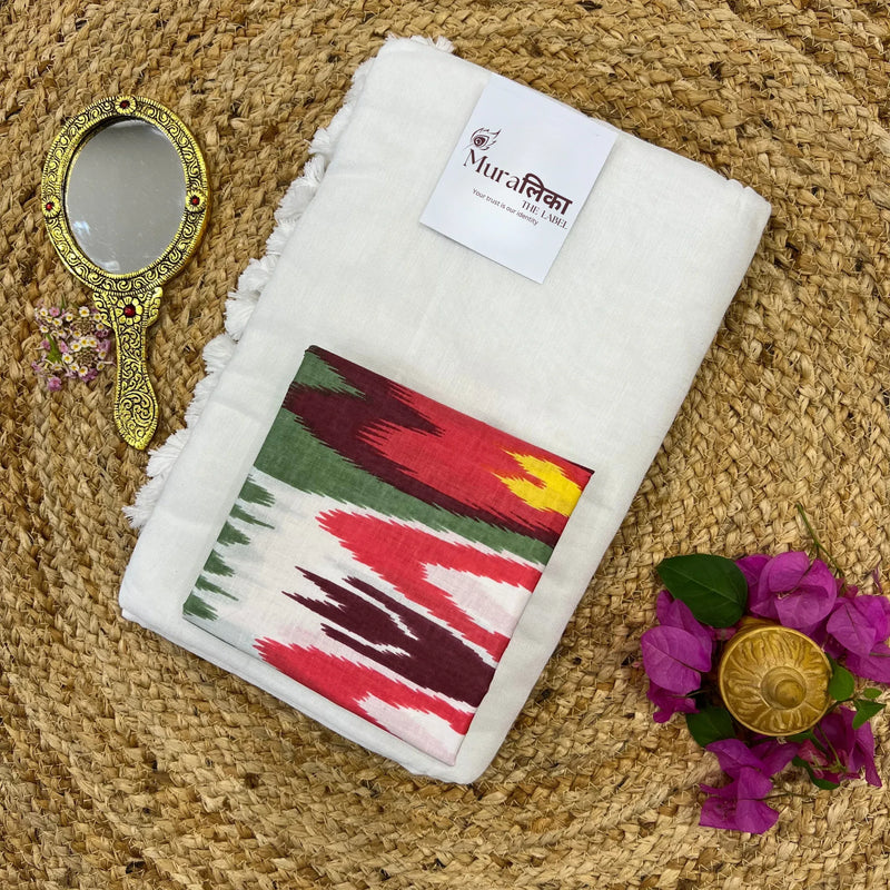 Muralika White Handloom Saree - Muralika the label