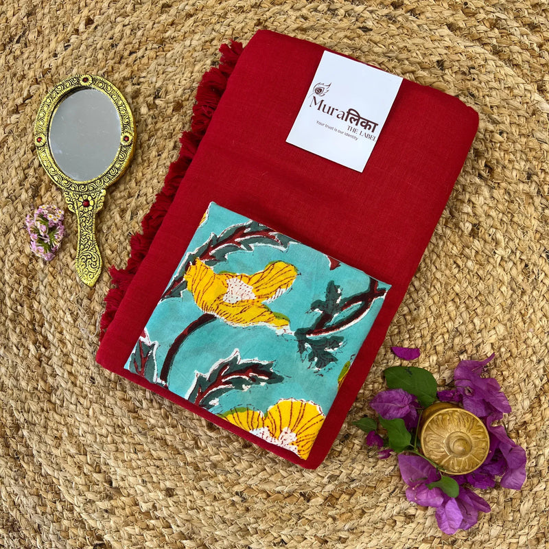 Muralika Red Handloom Saree - Muralika the label