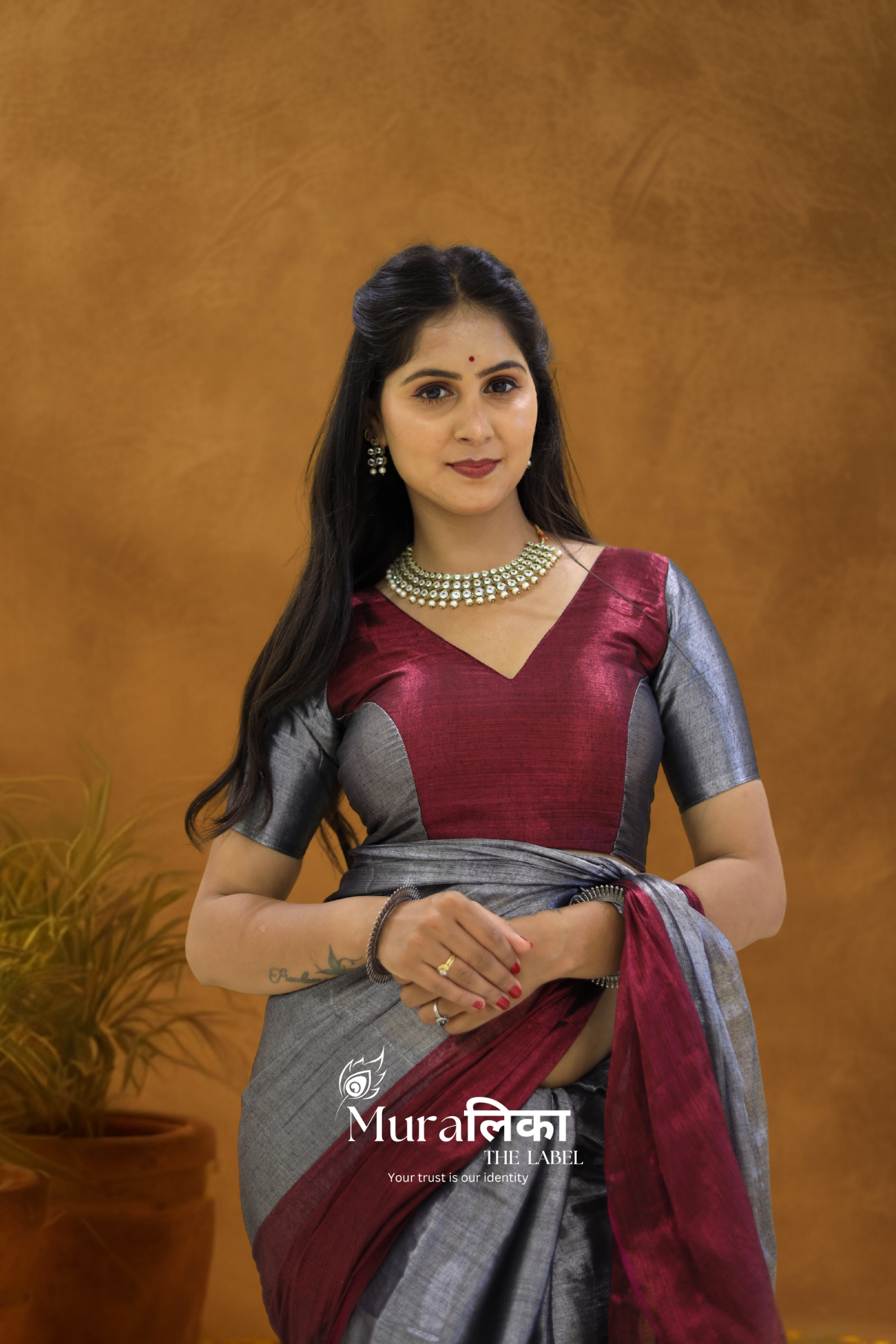 Muralika Pure Elegance  Half n Half Handloom Tissue Saree