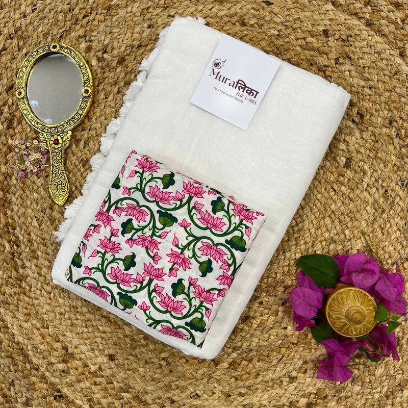 Muralika White Handloom Saree - Muralika the label
