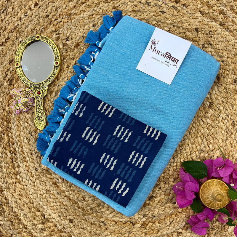 Muralika Sky Blue Handloom Saree - Muralika the label