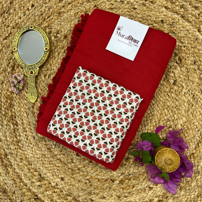 Muralika Red Handloom Saree - Muralika the label