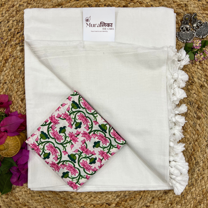 Muralika White Handloom Saree
