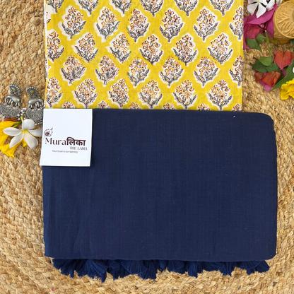 Muralika Navy Blue Handloom cotton Saree