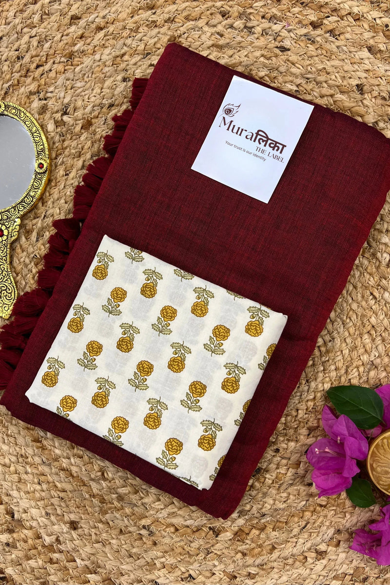 Muralika Light Maroon Handloom saree - Muralika the label