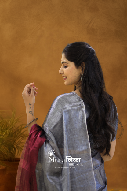 Muralika Pure Elegance  Half n Half Handloom Tissue Saree