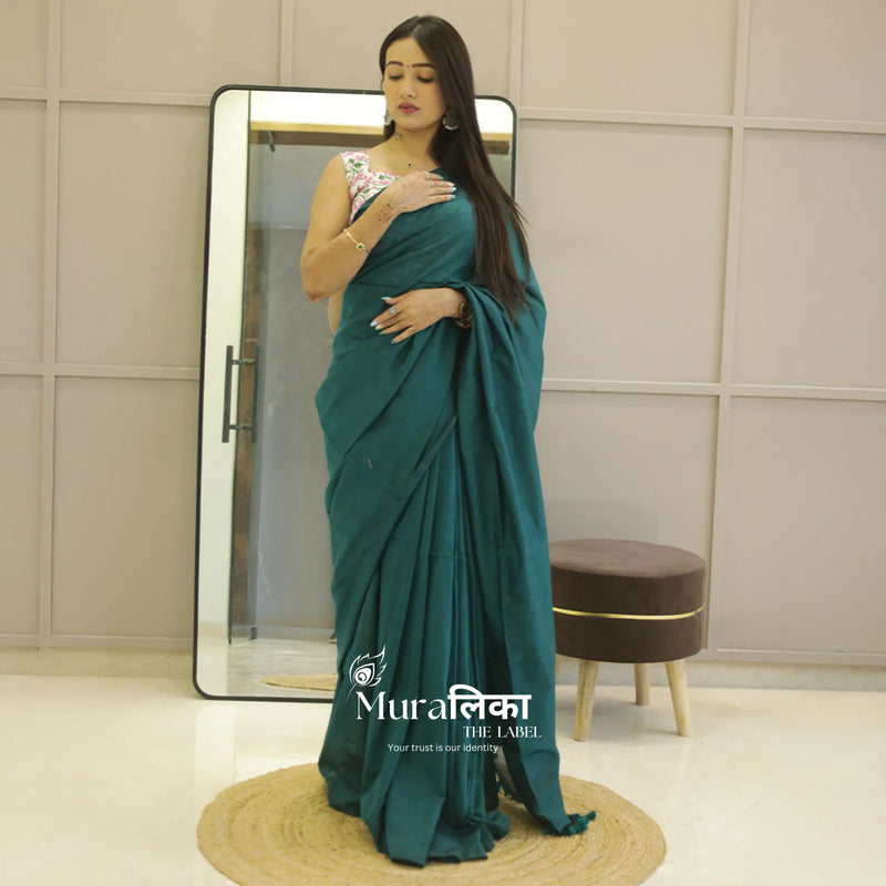 Muralika Rama Green Handloom Saree - Muralika the label