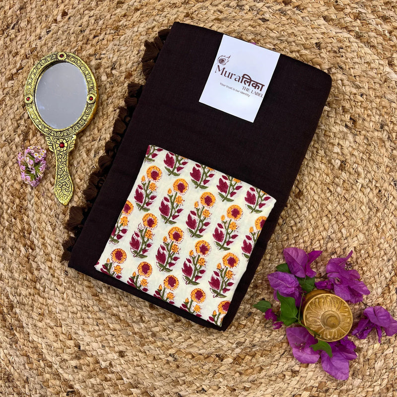 Muralika Coffee Brown Handloom Saree - Muralika the label