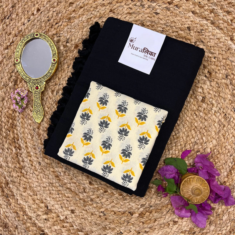 Muralika Black Handloom Saree - Muralika the label
