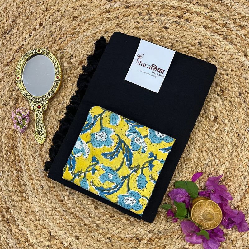 Muralika Black Handloom Saree - Muralika the label
