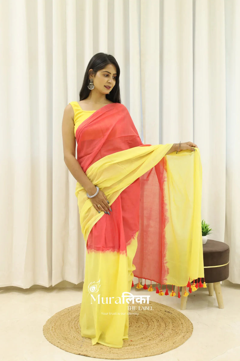 Gola Tie Dye Mulmul Cotton Saree - Muralika the label