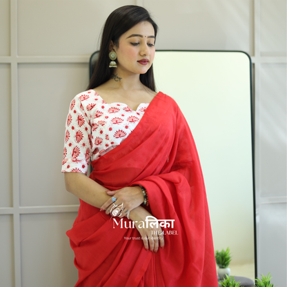 Muralika Red Handloom Saree