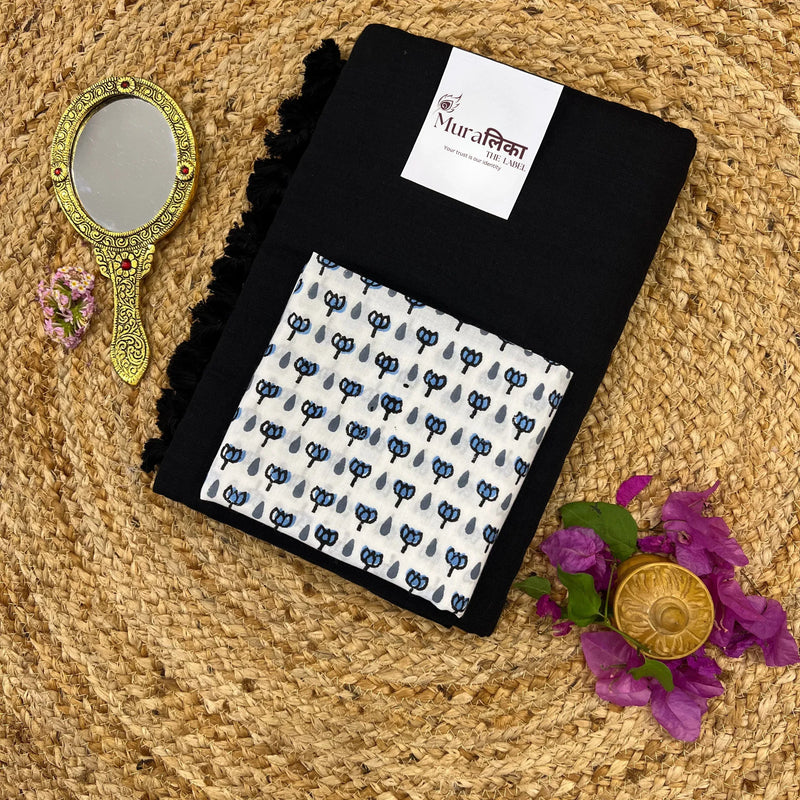 Muralika Black Handloom Saree - Muralika the label