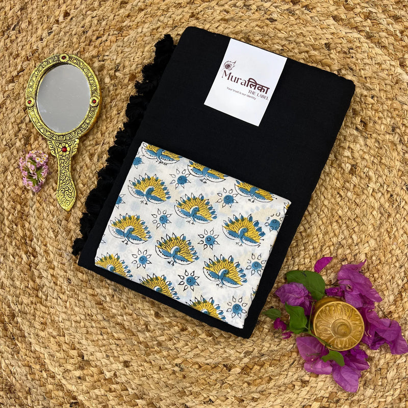 Muralika Black Handloom Saree - Muralika the label