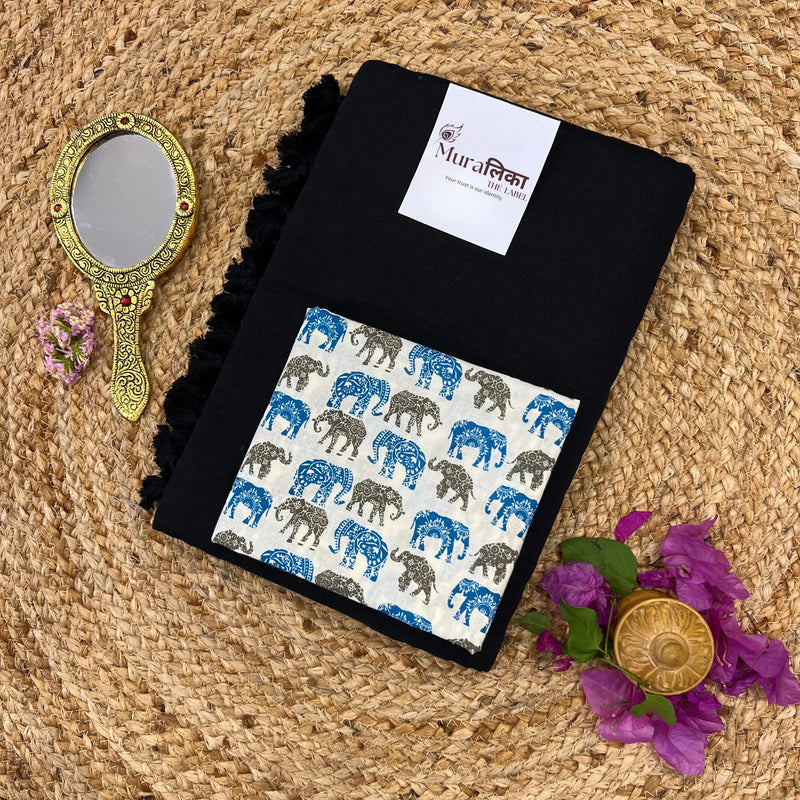 Muralika Black Handloom Saree - Muralika the label