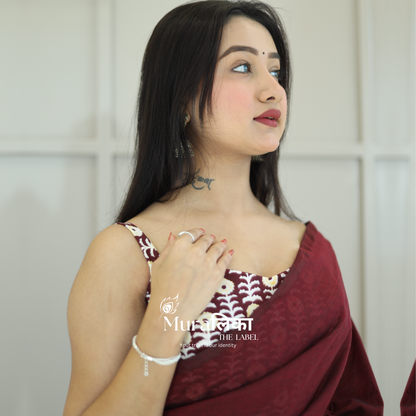 Muralika Dark Maroon Handloom Saree